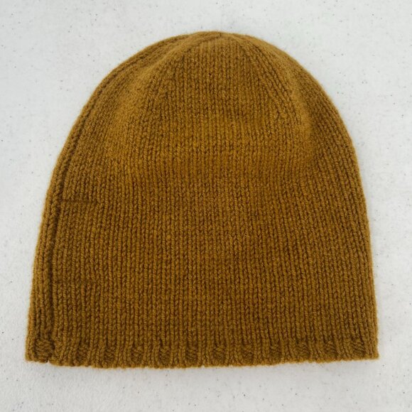 Zara Beanie M Medium 100% Wool Hat Brown Mustard Yellow Cozy Warm - Picture 3 of 9